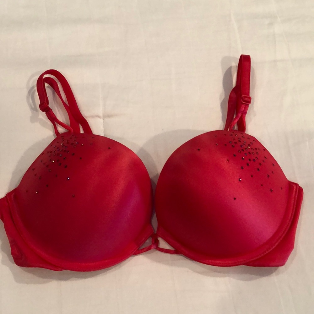 Victoria’s Secret red sparkle push up bra. 36B
